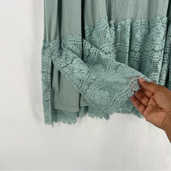 LOGO‎ Linens Lori Goldstein Sleeveless Aqua Teal Midi Dress Lace Hem Flowy 3X - Picture 8 of 12